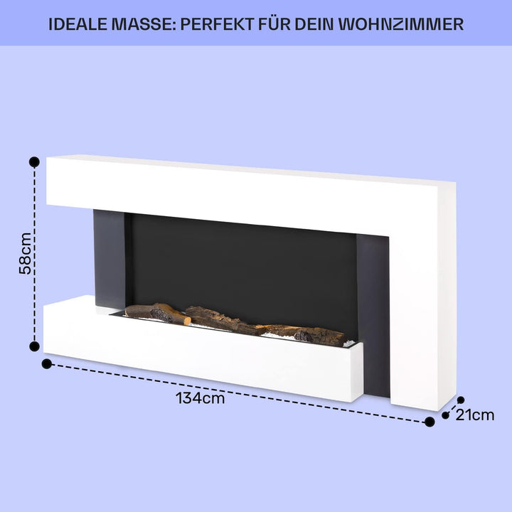 Klarstein Deko Kamin mit LED-Flammen, Elektro Kamin mit Heizung, 2000W Elektrischer Kamin, Sparsamer