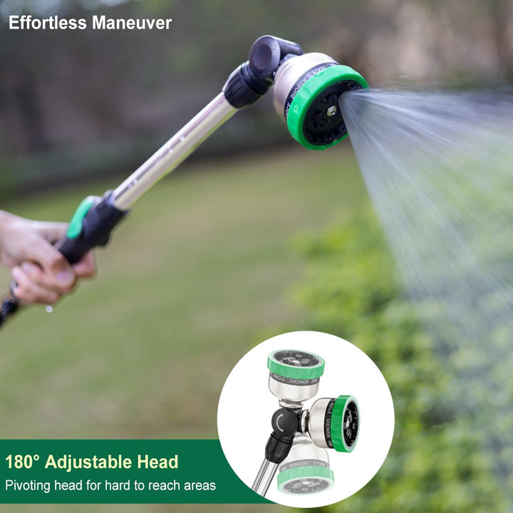 FANHAO Garten Giessstab Metall, 45cm Lang Gartenbrause mit Daumensteuerung, 180° schwenkbaren Kopf S