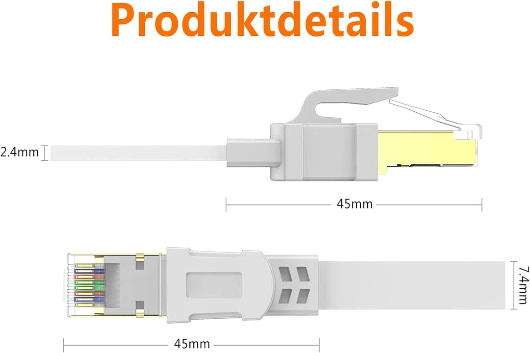 Ercielook 7,5m lan kabel CAT8 Hochgeschwindigkeits Netzwerkkabel für den Aussen- und Innenbereich, 4