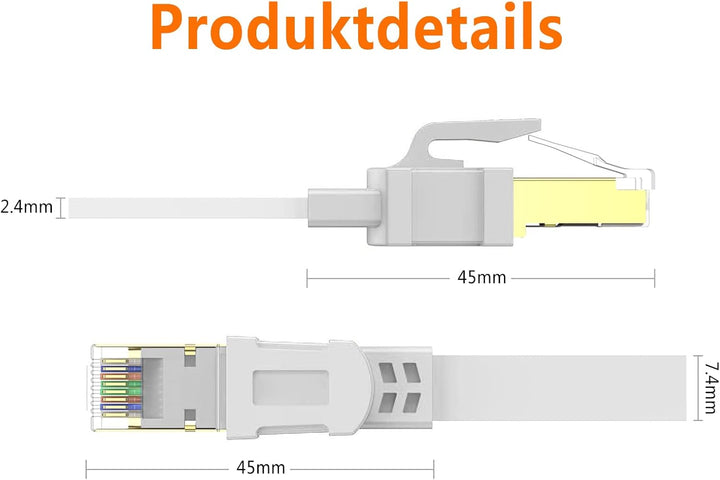 Ercielook 7,5m lan kabel CAT8 Hochgeschwindigkeits Netzwerkkabel für den Aussen- und Innenbereich, 4