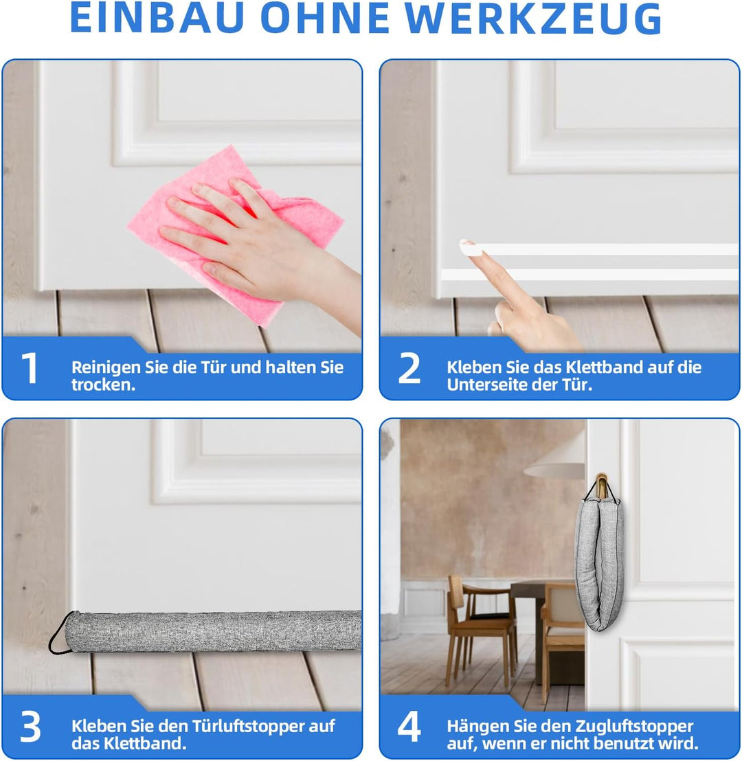 JINMEE Zugluftstopper für Türen 90cm, Dreieckigen Zugluftstopper Ideale Abdichtung Gewichtet Luftzug