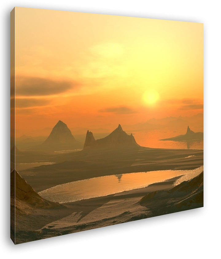 deyoli Idyllische Berglandschaft Format: 60x60 als Leinwand, Motiv fertig gerahmt auf Echtholzrahmen