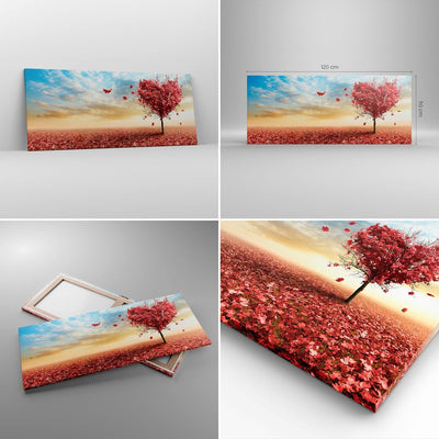 Wandbilder Dekoration Wohnzimmer Abstraktion Herbst Baum Blatt Panorama Bilder auf Leinwand 120x50cm