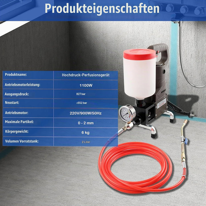Hochdruck Injektionsperfusionsmaschine Injektionspumpe 1100W Hochdruck-Fussbodenfugenmaschine für Be