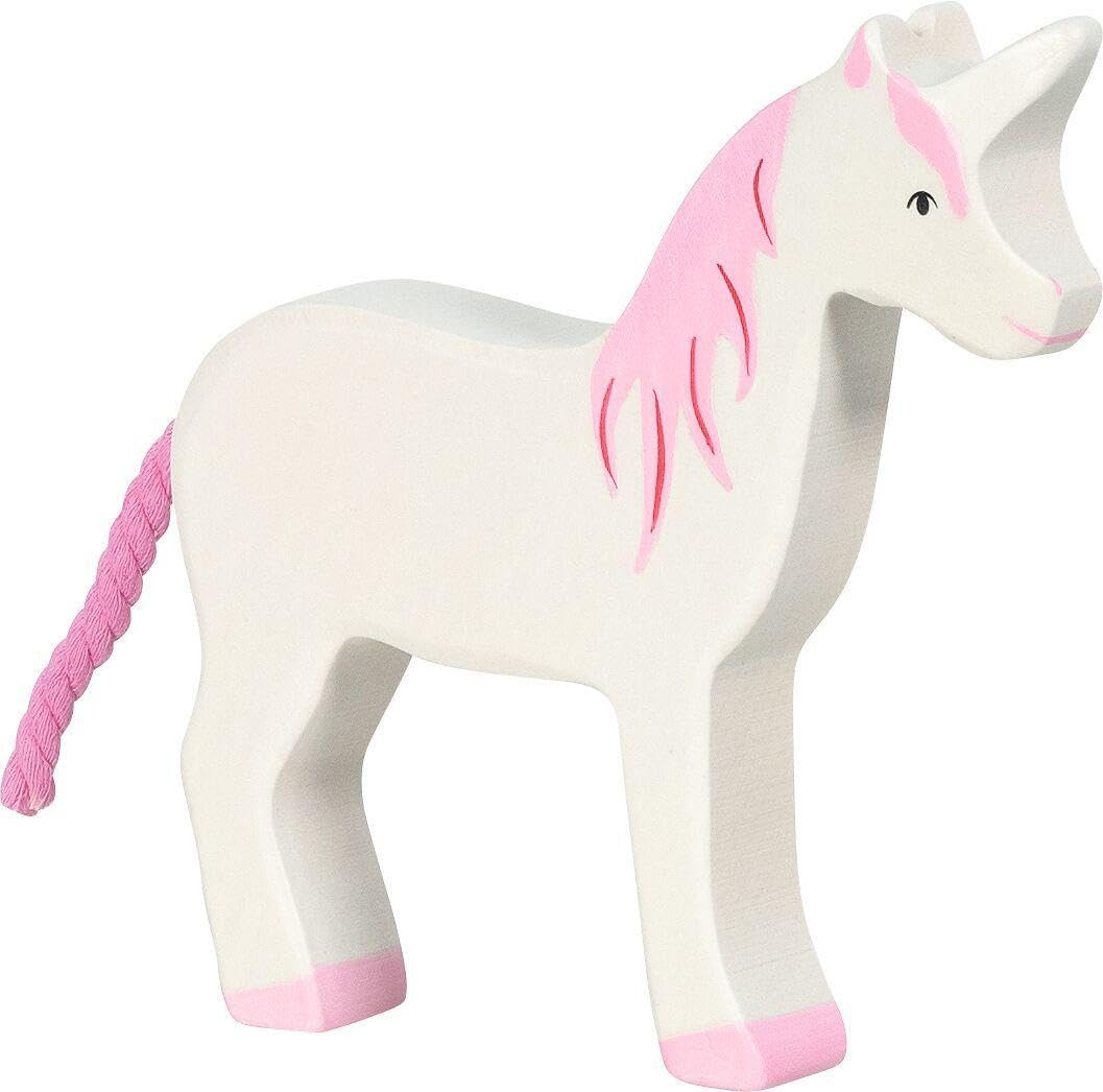 HOLZTIGER 80611 - Einhorn aus Holz, handgearbeitetes Holzspielzeug aus Ahorn, Farben auf Wasserbasis