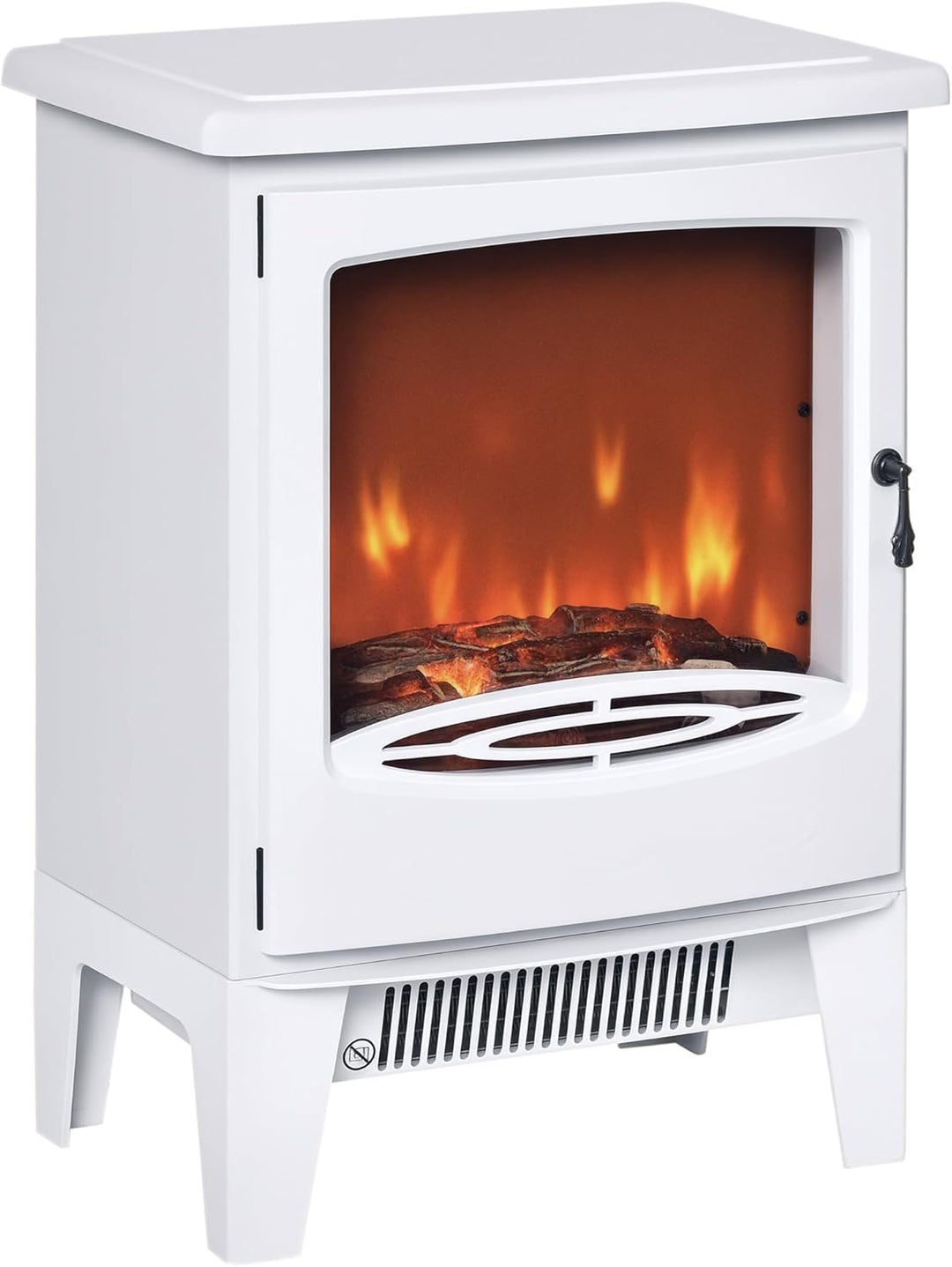HOMCOM LED Elektrokamin Standkamin Kaminofen mit Flammeneffekt 900/1800W Metall ABS-Kunststoff Glas
