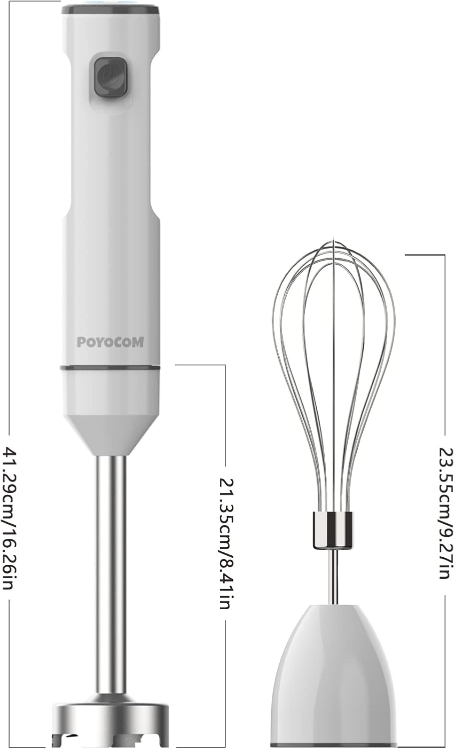 POYOCOM Akku-Stabmixer, kabelloser Stabmixer mit TYP-C-Kabel, Schneebesen für Smoothies, Milchshakes