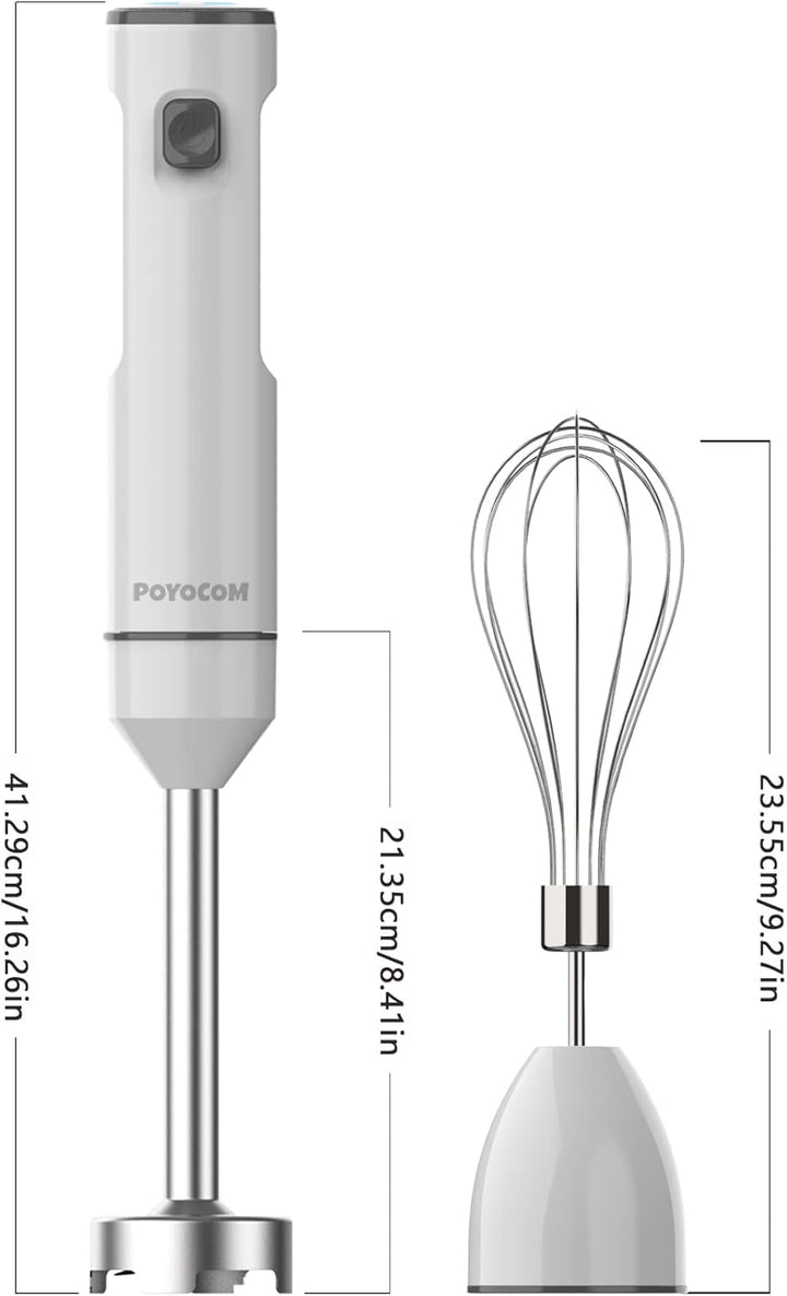 POYOCOM Akku-Stabmixer, kabelloser Stabmixer mit TYP-C-Kabel, Schneebesen für Smoothies, Milchshakes