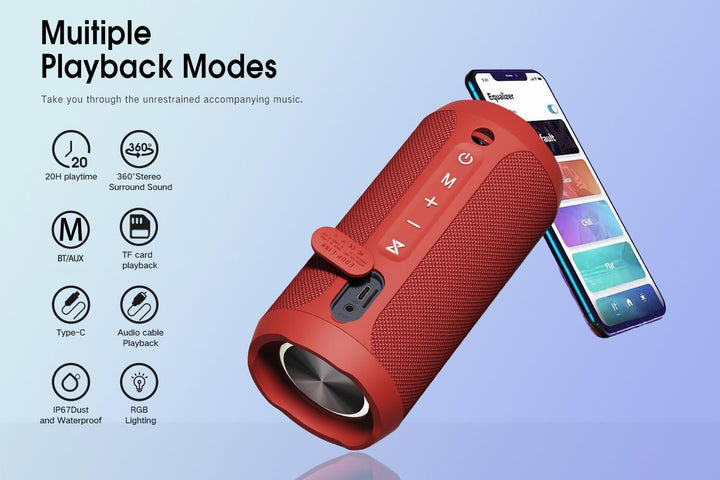 EDUPLINK Bluetooth Lautsprecher, Musikbox Bluetooth, Kabellose Lautsprecher wasserdicht IPX7, RGB Li