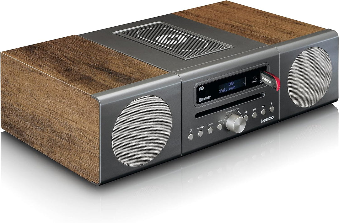Lenco MC-175 Kompaktanlage - DAB+ und FM - CD/MP3 Player - Bluetooth - 2 x USB - QI Lader - 2 x 20 W