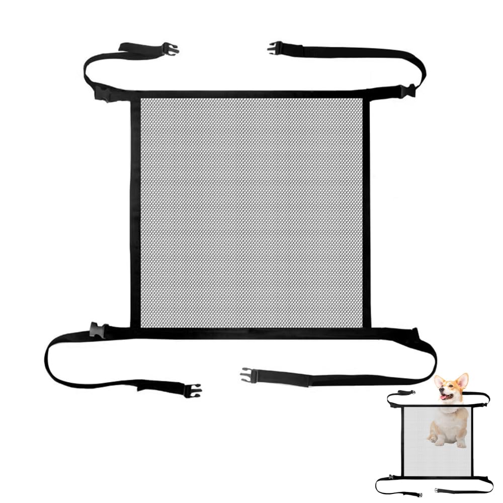 DONGKER Auto-Netz für Hunde, Verstellbar Rücksitz Sicherheitsnetz, 53x53 cm, Haustier Trenngitter zu