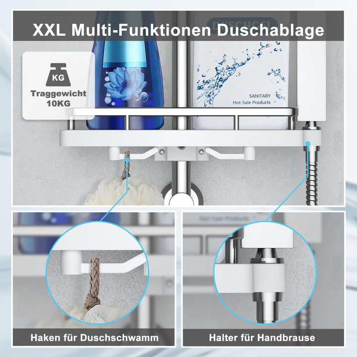 Görbach Regendusche Duschset ohne Armatur, Edelstahl Duschsystem mit Ablage, Duschstange set mit Kop