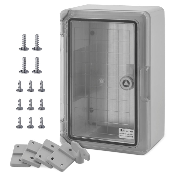BOXEXPERT® Verteilerkasten aussen wasserdicht [ABS Kunststoff IP65 Gehäuse inkl. Sichttür] grau (Ser