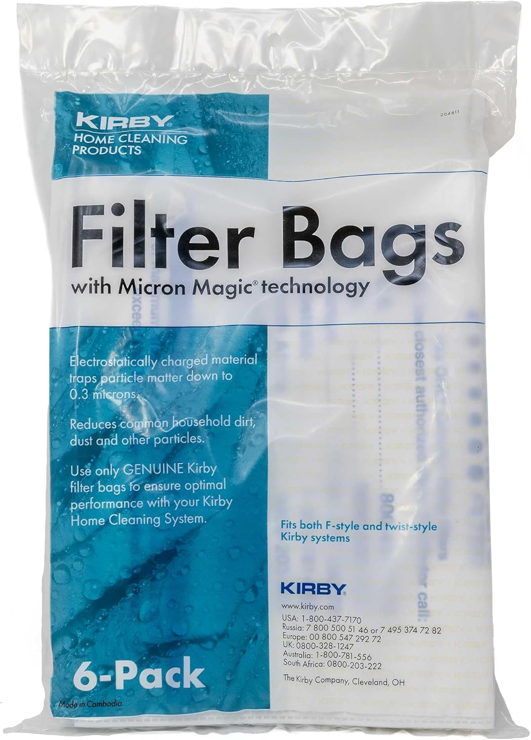 Original Kirby F-Style Micron Magic Filtertüten für Sentria G10 Staubsauger, 6 Stück Fits Generation