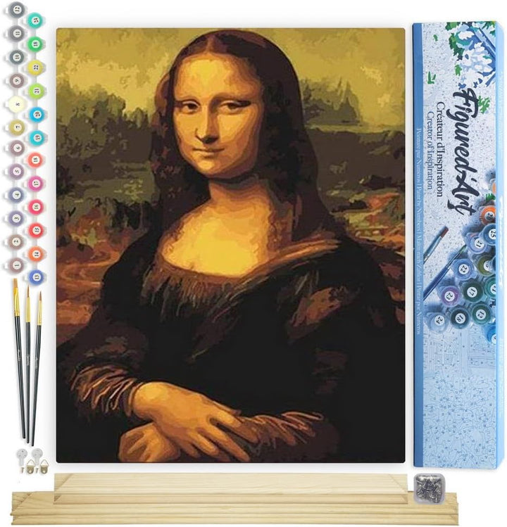 Figured'Art Malen Nach Zahlen Erwachsene Mit Rahmen Da Vincis Mona Lisa - Paint by Numbers Basteln D
