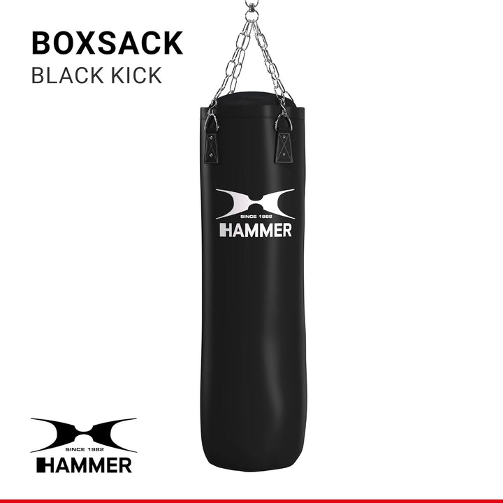 HAMMER BOXING Boxsack Premium Black Kick - Ideal für Box- und Kickbox-Training 100 cm Schwarz, 100 c