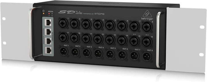 Behringer SD16 I/O Stage Box with 16 Remote-Controllable Midas Preamps, 8 Outputs, AES50 Networking