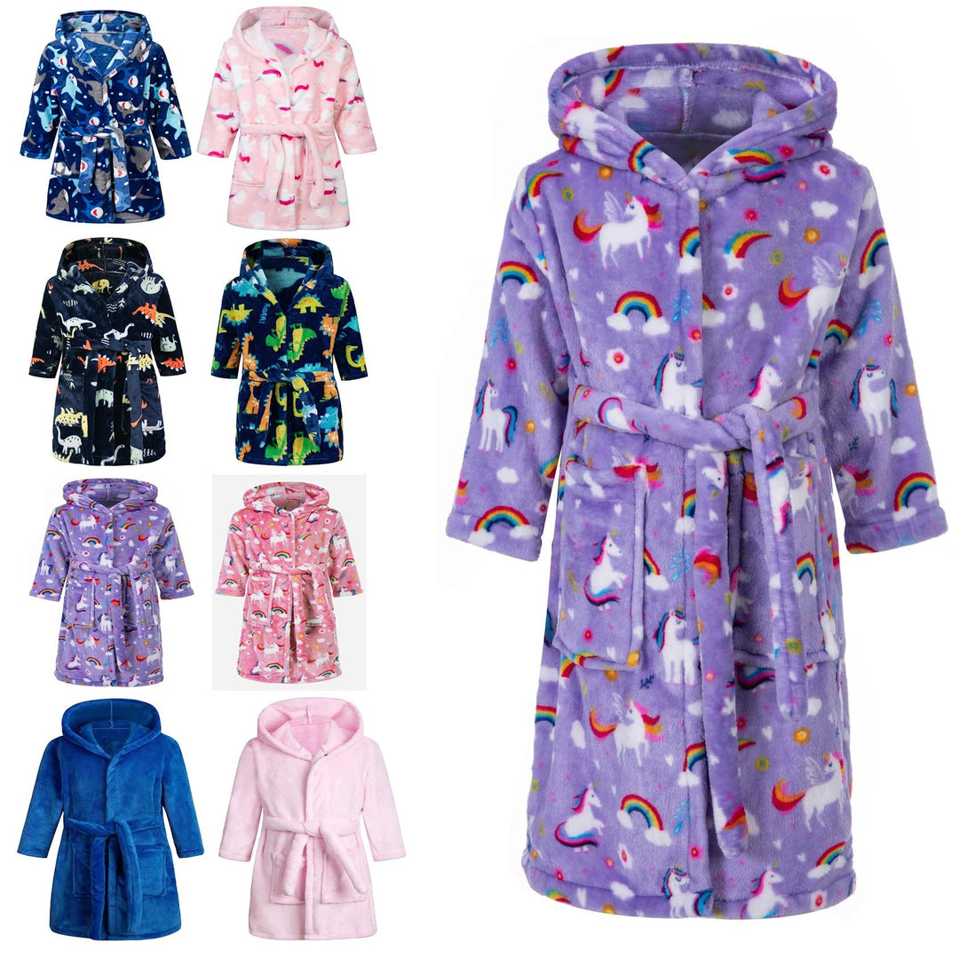 Lodunsyr Bademantel Kinder mit Kapuze für Jungen Mädchen Bademäntel Morgenmantel kuschelig warmen un
