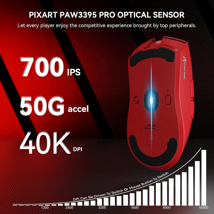 MAMBASNAKE x Attack Shark X1 Gaming-Maus mit Ladestation, 49g Ultralight, 40K DPI PAW3395 PRO-Sensor