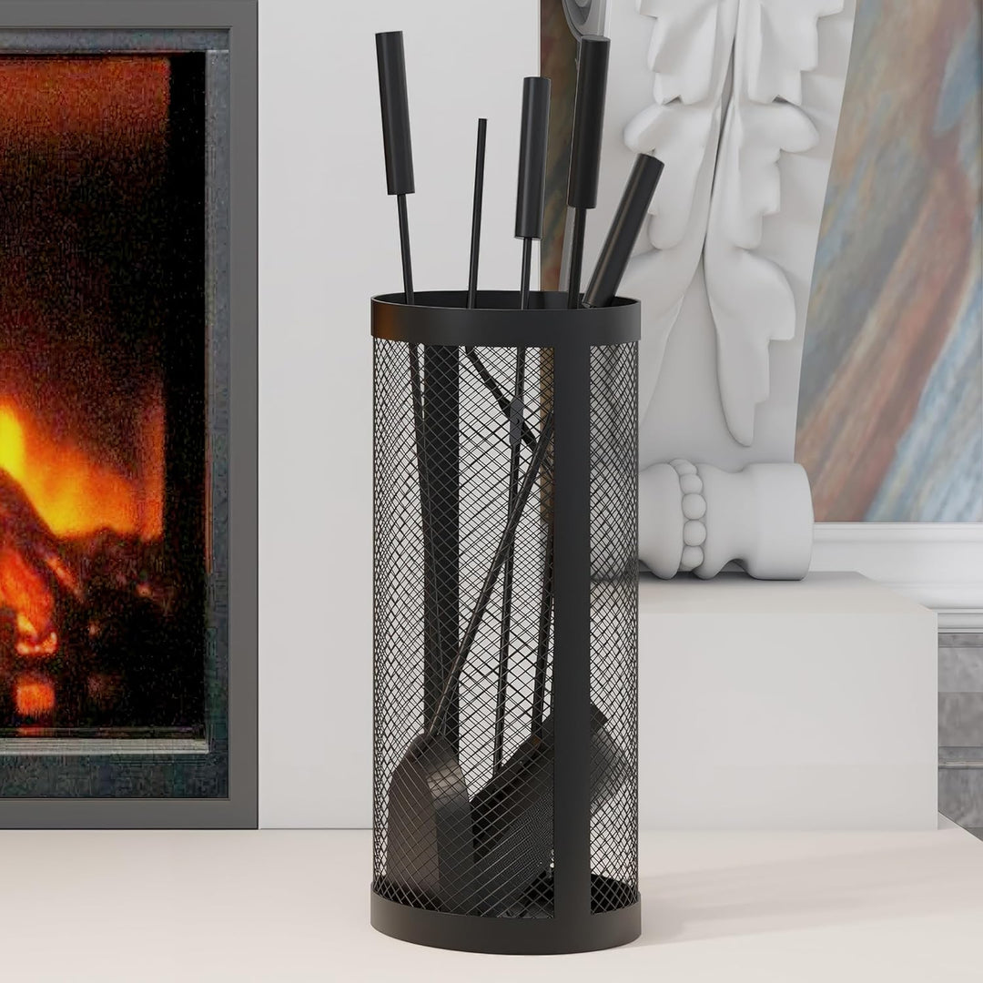 Kingson Kaminbesteck-Set, abgerundet, inkl. Eimer, Schaufel, Schürhaken, Bürste und Zange, 17 x 35 c