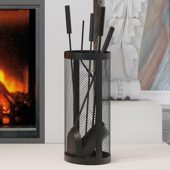 Kingson Kaminbesteck-Set, abgerundet, inkl. Eimer, Schaufel, Schürhaken, Bürste und Zange, 17 x 35 c