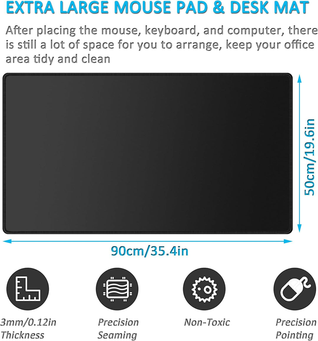 LL-COEUR XXL Schwarz Mauspad Gaming Mouse Mat Laptops Schreibtischunterlage Desk Pad (900 x 500 x 3