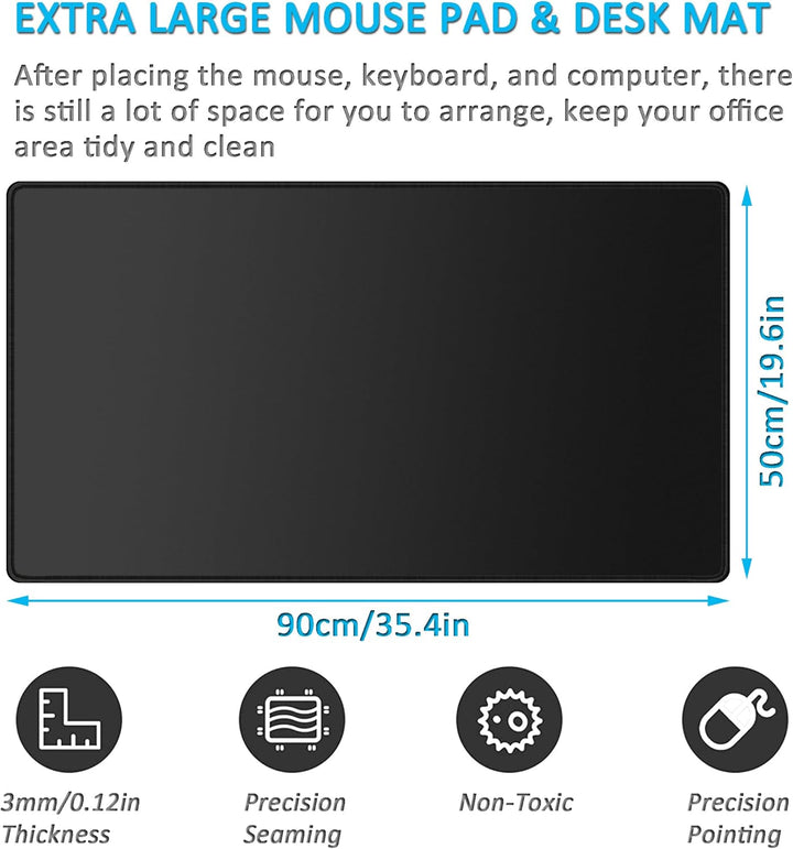 LL-COEUR XXL Schwarz Mauspad Gaming Mouse Mat Laptops Schreibtischunterlage Desk Pad (900 x 500 x 3