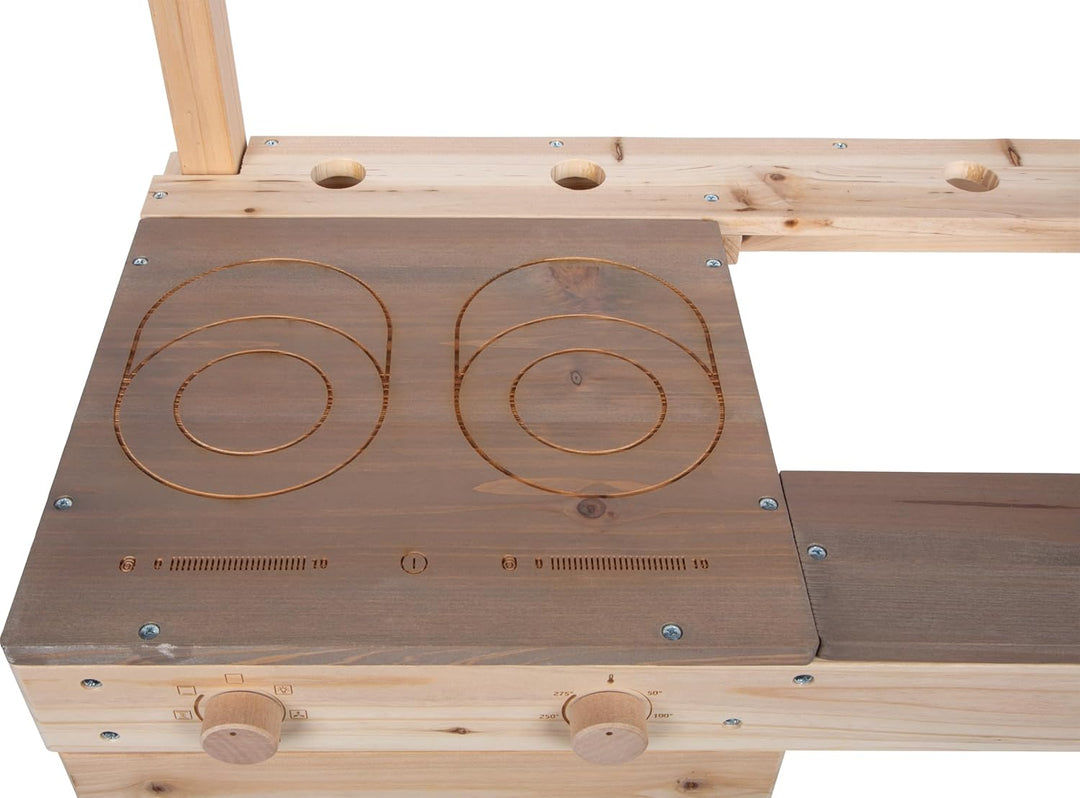 small Foot Matschküche zum Hängen, kompakte Holz-Spielküche mit Kochfeld, Backofen, Waschbecken, ide