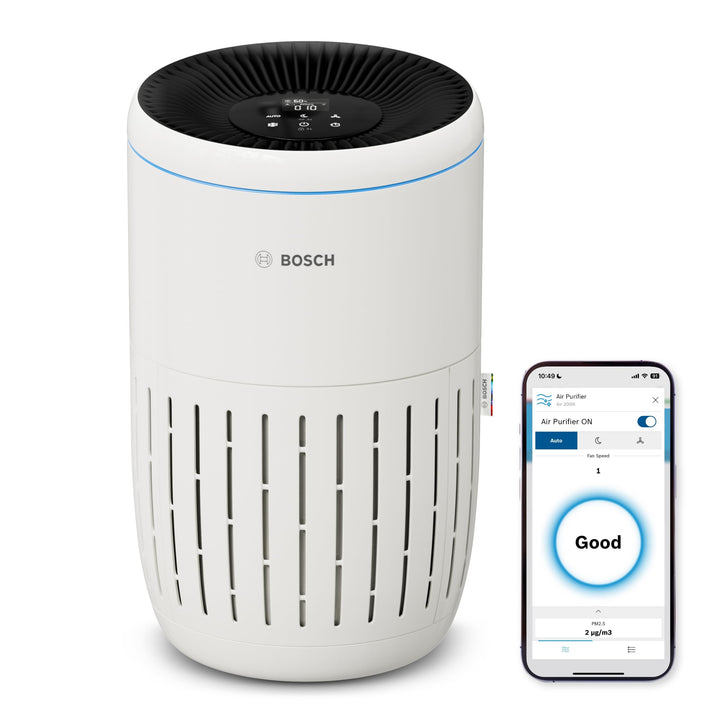 Bosch Air 2000i App-gesteuerter Luftreiniger - Für Räume bis zu 37,5 m² - Entfernt Schadstoffe - Mit