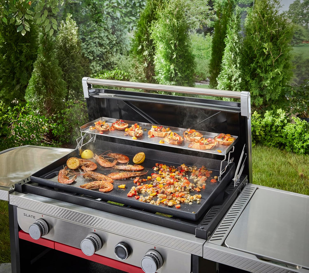 Weber Warmhalterost mit Zwei Ebenen/Für die Slate 76 cm Plancha, Edelstahlzubehör mit erhöhten Rände