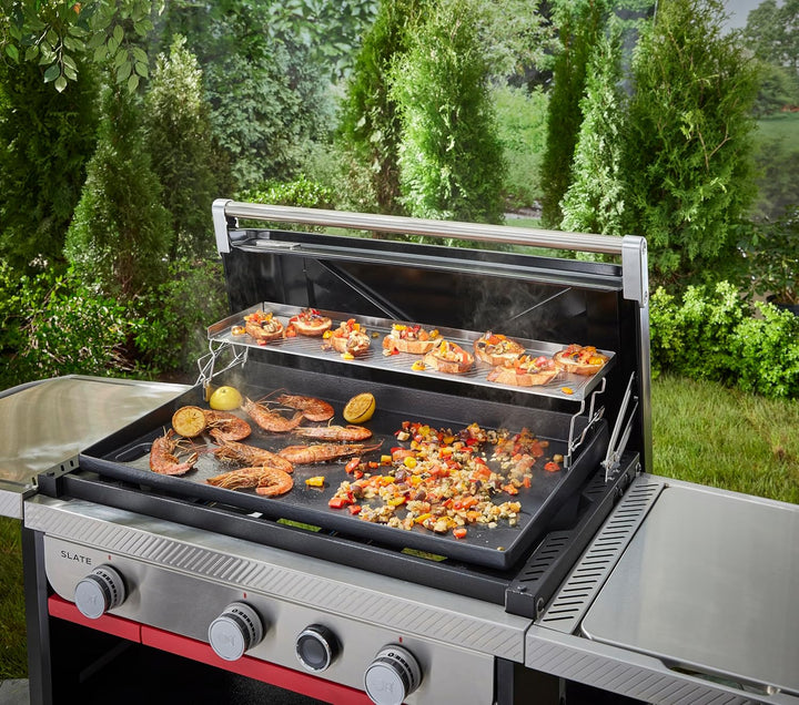 Weber Warmhalterost mit Zwei Ebenen/Für die Slate 76 cm Plancha, Edelstahlzubehör mit erhöhten Rände