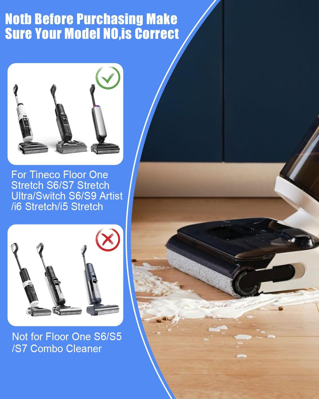 6 Zubehörset für Tineco Floor One Stretch S6/S7 Stretch Ultra/Switch S6/i6 Stretch Ersatzbürsten und