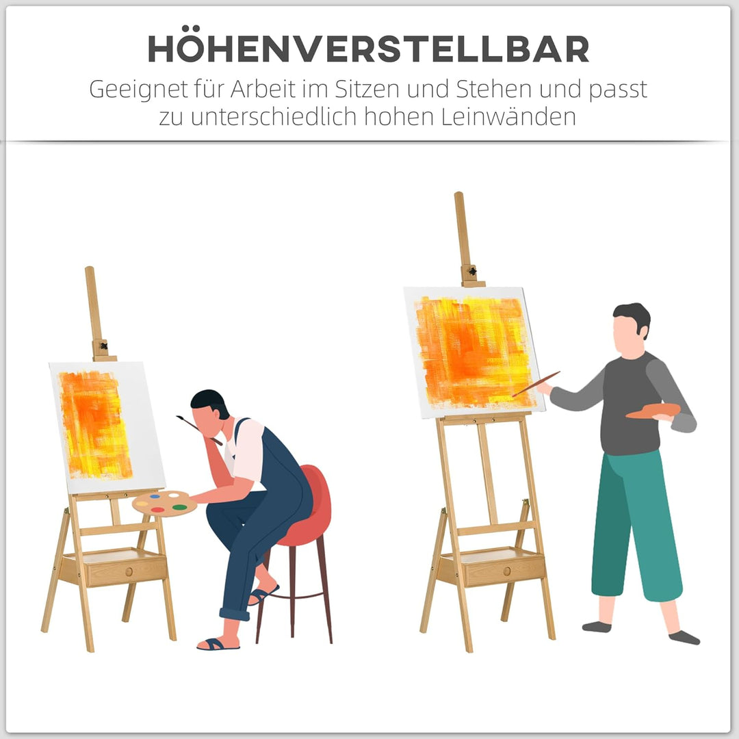 Vinsetto Staffelei Holz Gross 150-190 cm hoch Holzstaffelei für Leinwände bis 92 cm Leinwand Ständer