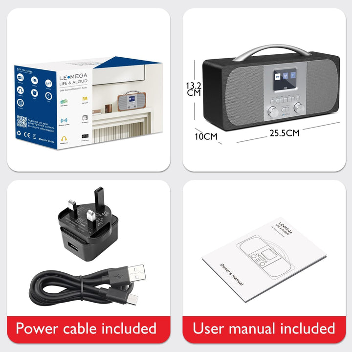 Tragbares DAB Radio | Digitalradios netz- und Batteriebetrieben | DAB Radiowecker | UKW-Radio,Blueto