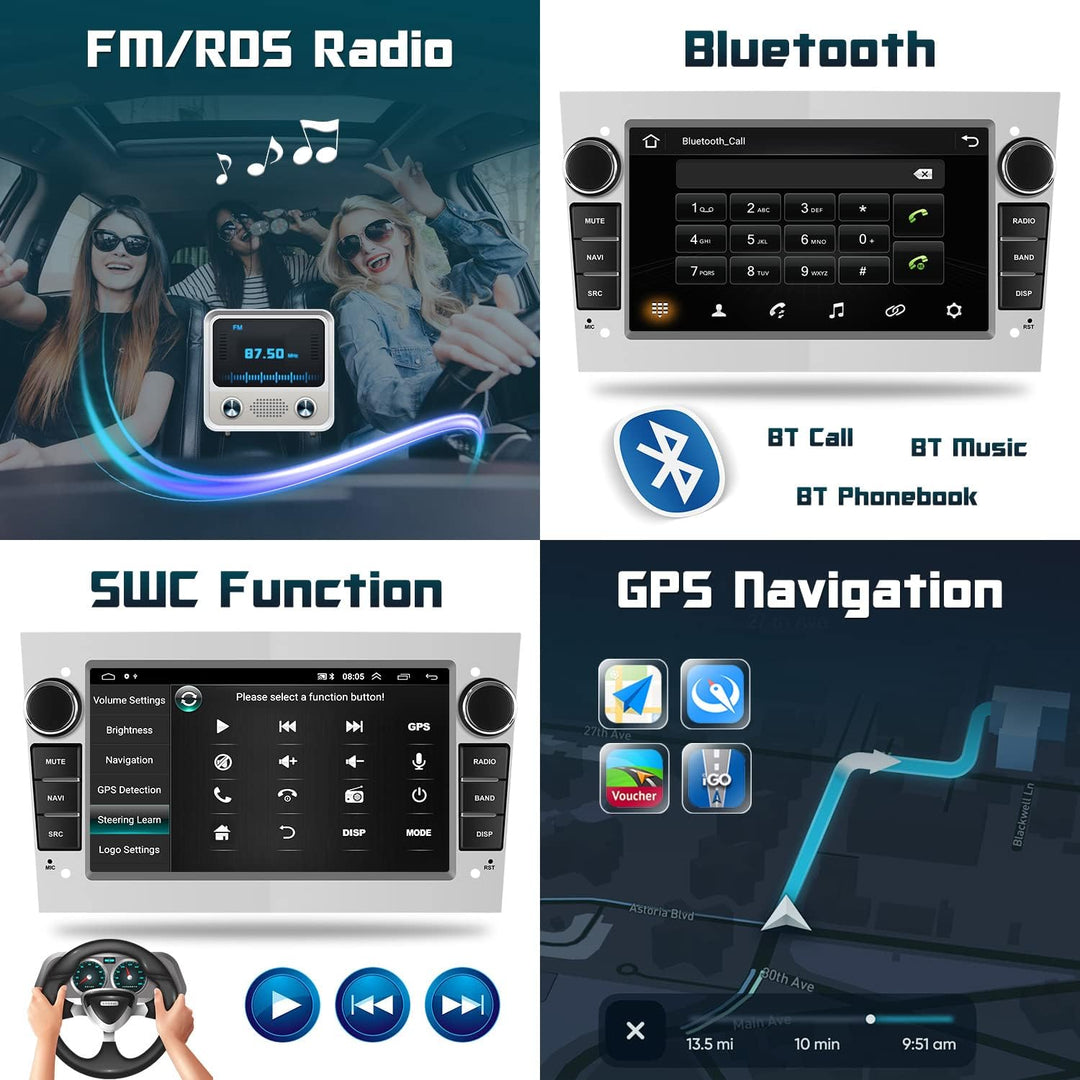 Hikity 1+32GB Android Autoradio 2 Din mit Navi für Opel Astra Corsa Antara, 7 Zoll Touchscreen Radio
