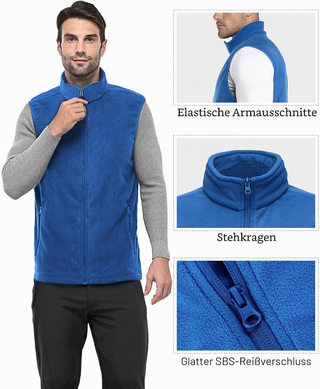 Outdoor Ventures Fleece Weste Herren Leicht Ärmellose Fleeceweste Jacke Winddicht Warm Gefütterte Wi