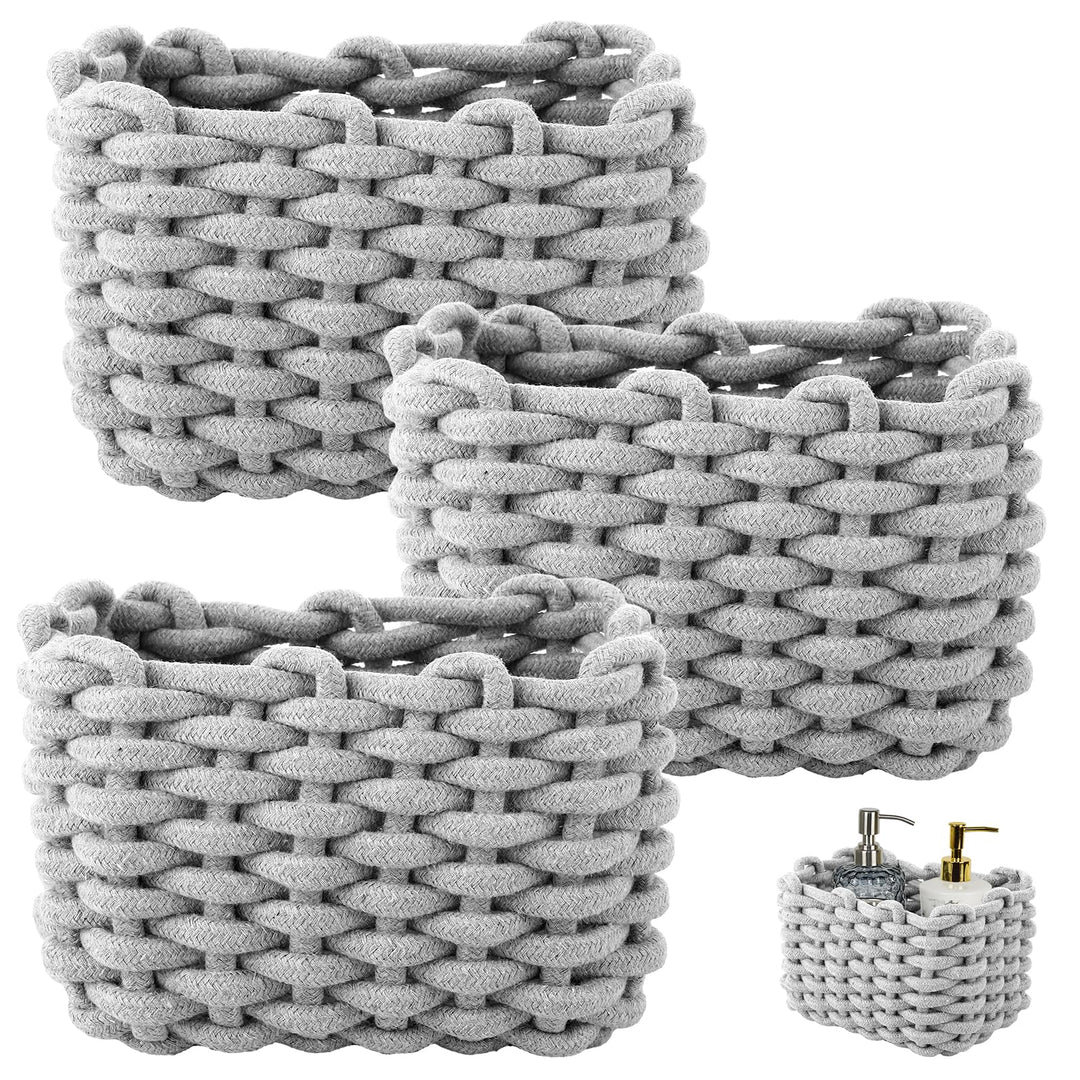 STARVAST 3 Stück Burr Basket 20 x 15 x 12 cm Häkelkorb Quadrat Aufbewahrungskorb Klein Organizer Kor