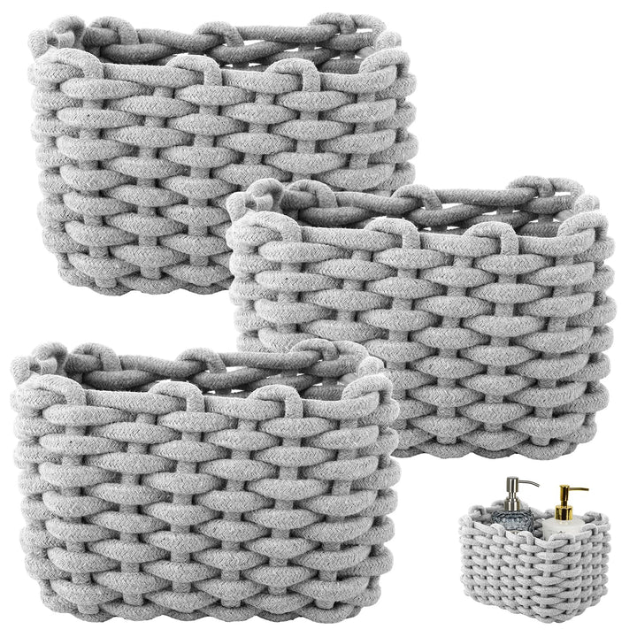 STARVAST 3 Stück Burr Basket 20 x 15 x 12 cm Häkelkorb Quadrat Aufbewahrungskorb Klein Organizer Kor