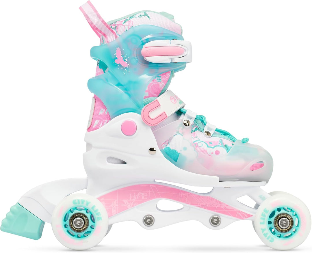 Raven Princess 3in1 Inline Skates Triskates Rollschuhe Inliner für Kinder Mädchen verstellbar 34-37