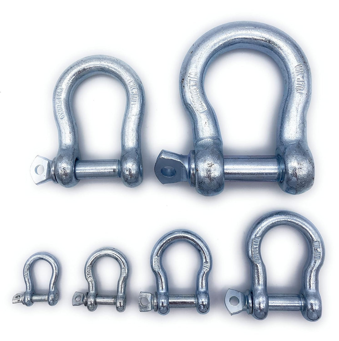 Schäkel geschweifte Form | 10 Stk. Ø 8 mm | EINGEPRÄGTE Tragfähigkeit (WLL): 200kg | Stahl galvanisc