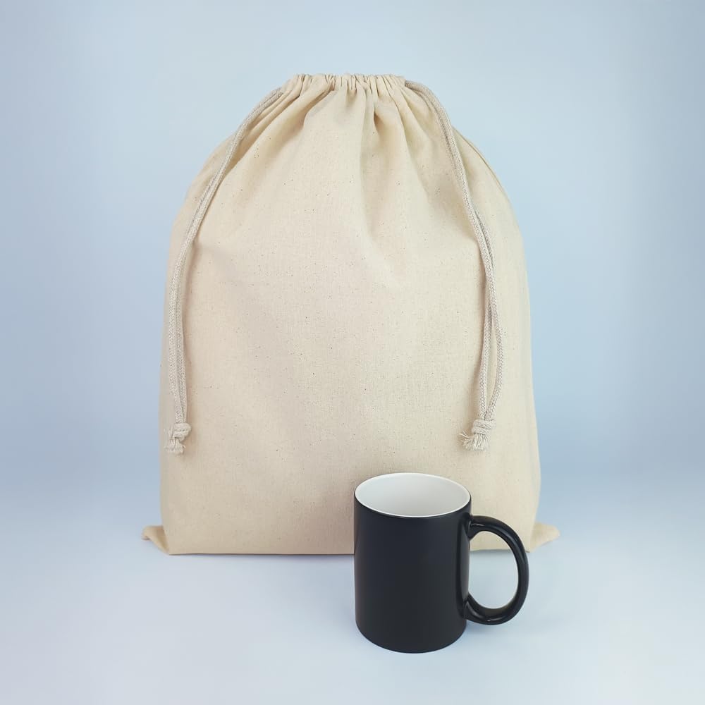 Grosser Baumwollbeutel 40x50 cm | Nachhaltiger Stoffbeutel mit Kordelzug | Ideal zur Aufbewahrung, G