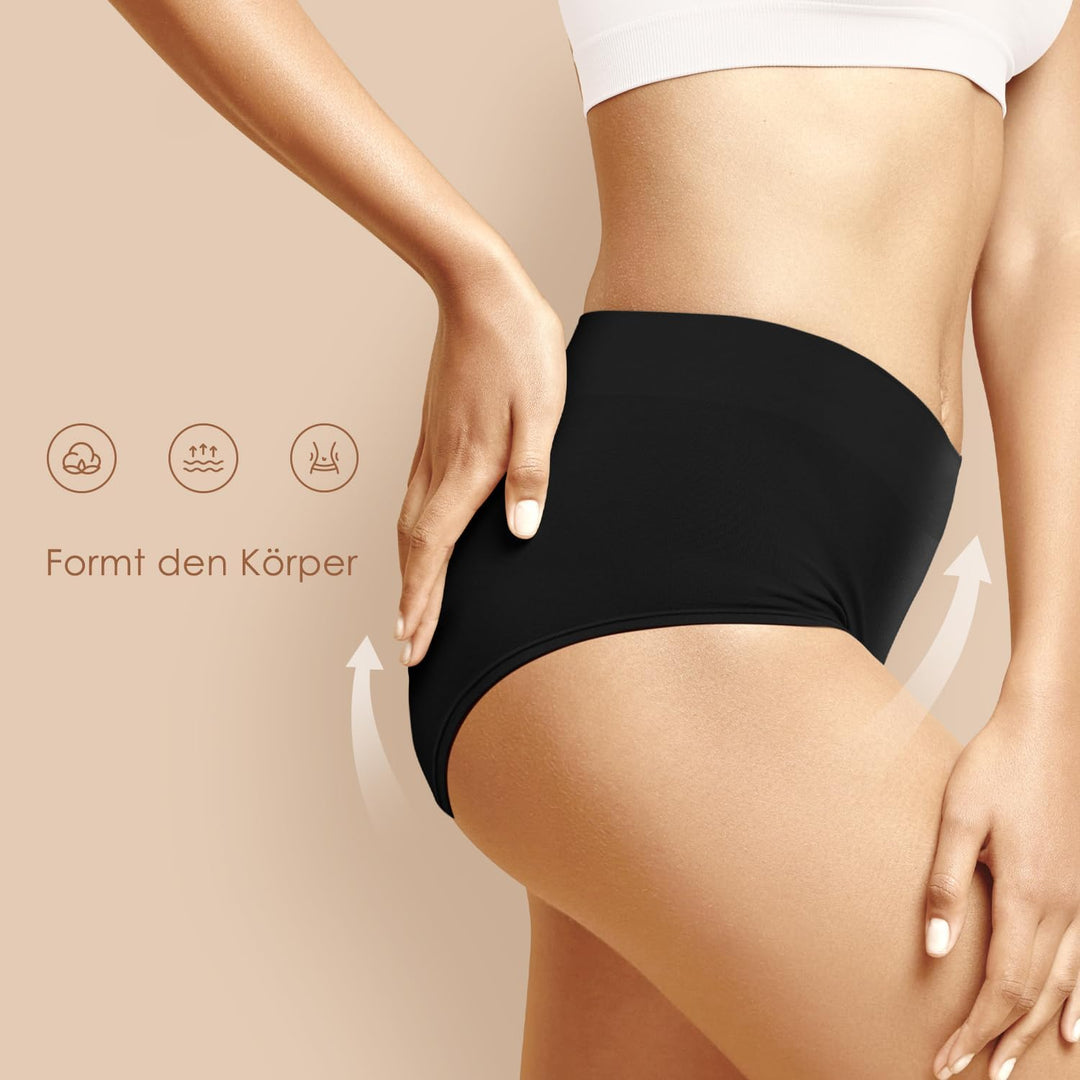 YouShow Unterhosen Damen 5er Pack Baumwolle Hohe Taille Unterwäsche Slip Stretchanteil S Mehrfarbig-