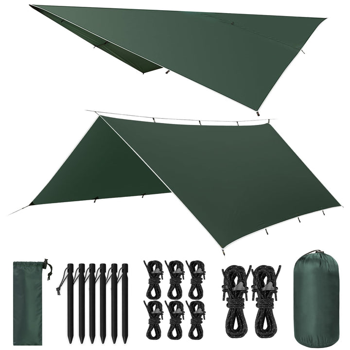 Tarp 3x4M Wasserdicht, Ultraleicht Camping Zeltplane, mit 15 Öse+6 Aluminiumstifte+8 Nylonseile, Ant