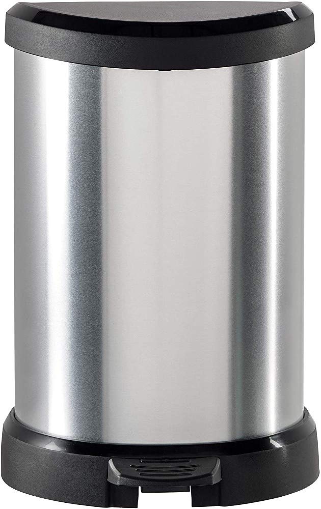 Curver Decobins Dekorativer Eimer mit Pedal 20 l, Metall und Schwarz, 20L Metall und Schwarz 20L, Me