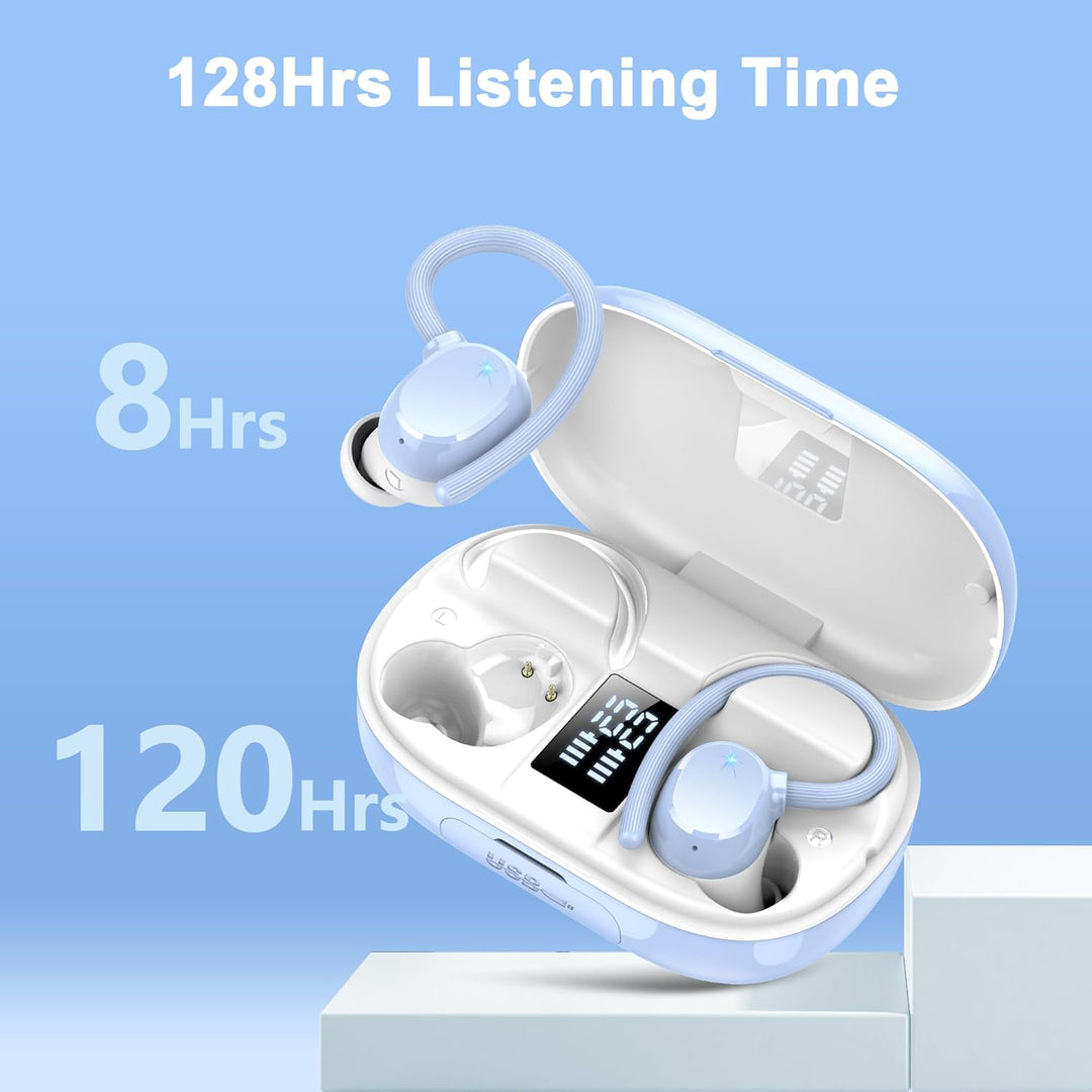 Lekaby Bluetooth Sports Headphones, Wireless Bluetooth 5.3 Headphones with HD Mic, 128 Hours Playtim