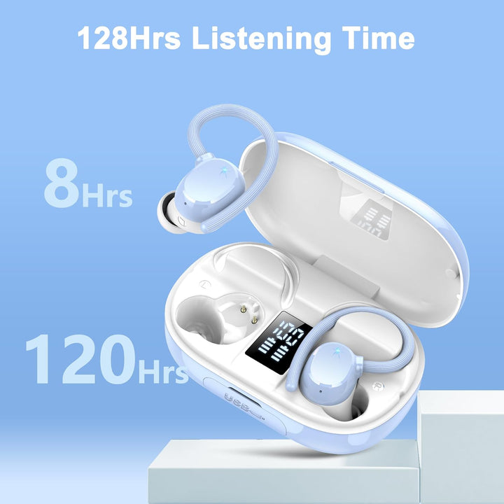 Lekaby Bluetooth Sports Headphones, Wireless Bluetooth 5.3 Headphones with HD Mic, 128 Hours Playtim