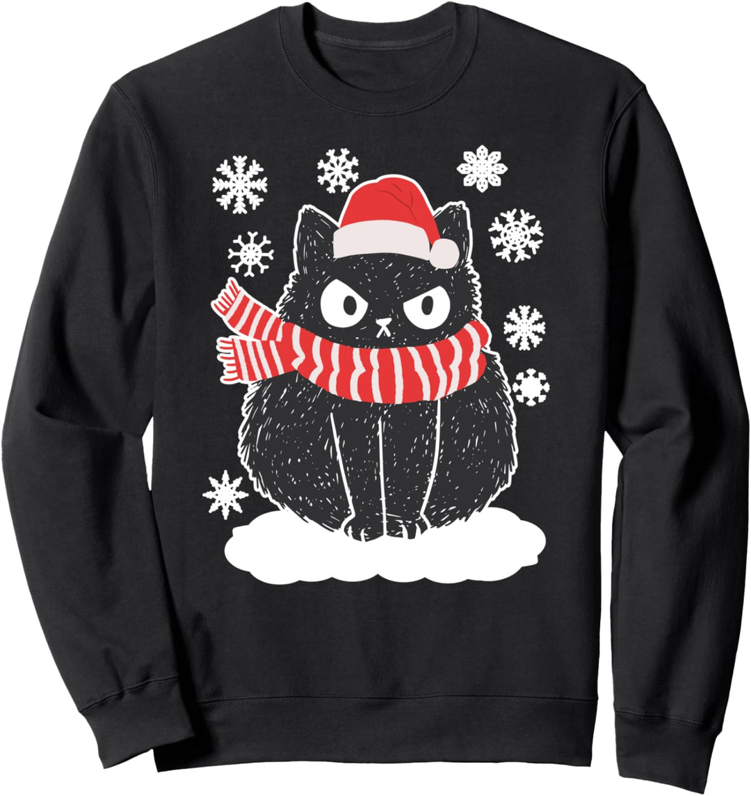 Süsse schwarze Katze Xmas Weihnachten Weihnachtsoutfit Sweatshirt