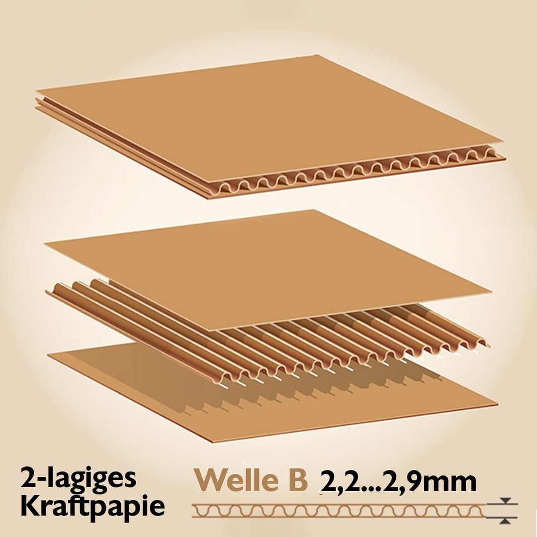 Konzept 11 - Versandkarton 20x15x15cm Set 50 Stk. Faltkartons mit Deckel Selbstklebend, Kleine Karto