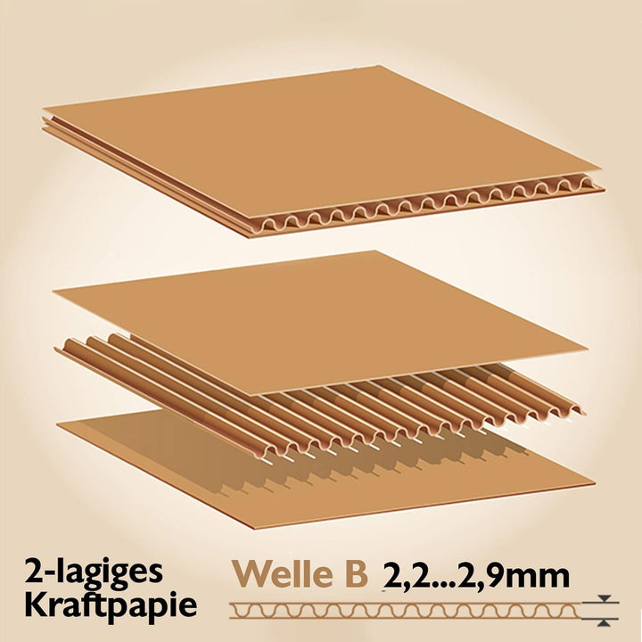 Konzept 11 - Versandkarton 20x15x15cm Set 50 Stk. Faltkartons mit Deckel Selbstklebend, Kleine Karto