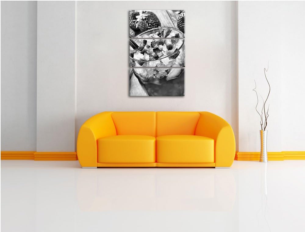 Pixxprint Leckerer Erdbeercocktail als Leinwandbild/Grösse: 3 Teilig (120x80) cm/Wandbild/Kunstdruck